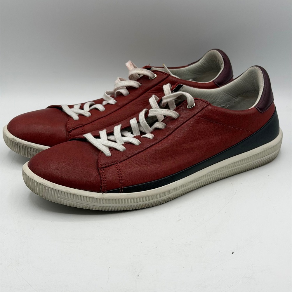 Diesel Men's Size 9.5 Red Leather Low Top Sneakers Colorblock Streetwear Shoes
